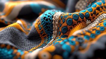 A close up of a colorful fabric photo