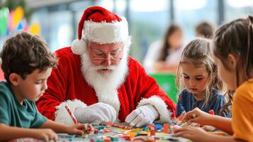 Santa claus with children at a table photo