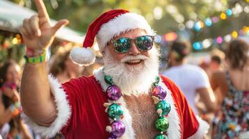 A man dressed as santa claus at a party photo