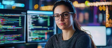 Innovative engineer working on programming and robotics technology photo