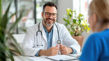 A doctor is talking to a patient photo
