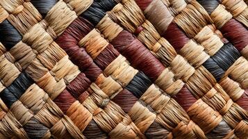 A close up of a woven basket with different colors photo