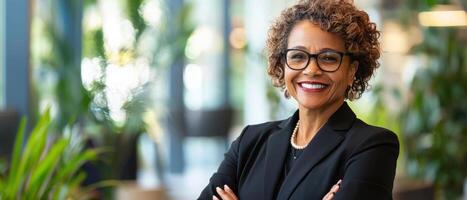 Empowered businesswoman promoting diversity and inclusion in workplace photo