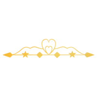 Heart shape Divider Design with golden arrow and heart on a transparent background png