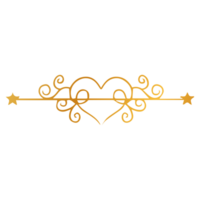 Divider Design with golden heart with arrow on a white background png