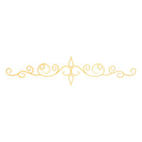 Floral Divider Design with golden scroll border on transparent background png