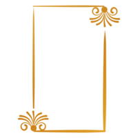 Divider Design with gold frame with scroll border on transparent background png