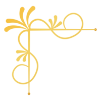 Divider Design with golden frame with swirls and swirls on transparent background png