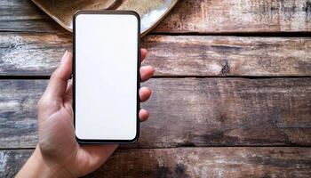 Device Mockup Displayed in Hand with Versatile Backgrounds photo