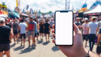 Device Mockup Presentation with Hand Displaying Mobile Phone photo