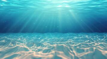 A beautiful blue ocean with sunlight shining through the water photo