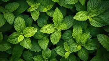 A close up of green leaves of mint photo