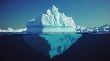 A large ice block is floating in the ocean photo