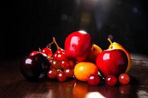 A table with a bunch of fruit on it photo