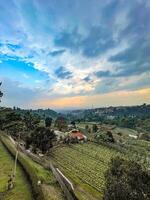 A view of the countryside from a hill photo