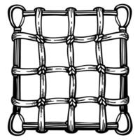 Intricate rope grid pattern black and white design life illustration symbolizing connections and strength vector