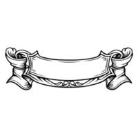 Vintage scroll banner illustration blank ribbon for text, ornate decorative design vector