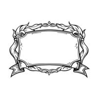 Elegant vintage frame design with decorative curved borders and ribbons vector