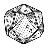 Geometric black and white crystal design with intricate triangular facets and shadows vector