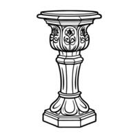 ornate pedestal base design classic decorative column, floral pattern, elegant structure vector