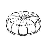 Round cushion outline detailed pattern and texture, soft, classic, home decor vector