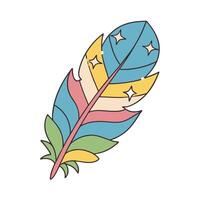 Colorful abstract feather design with geometric patterns and vibrant hues artistic bohemian illustration vector