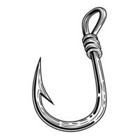 detailed illustration of a fishing hook with loop monochrome drawing, marine equipment, angling tool vector