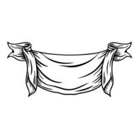 Blank scroll banner illustration vintage, hand drawn parchment, retro design elements, blank space vector
