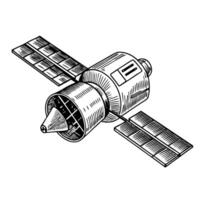 vintage satellite illustration space engineering, technology, explorations, and communications vector