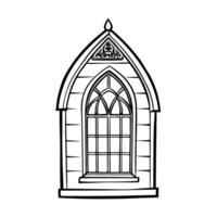 Gothic window illustration arched design with decorative elements and intricate details vector