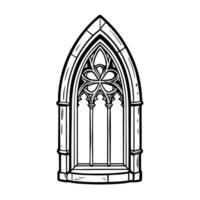 Gothic cathedral window illustration ornate architectural design with arched frame vector