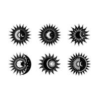 Sun and Moon Motif Illustration - Mystical Celestial Design vector