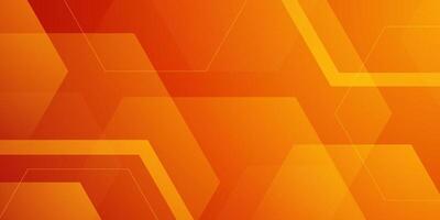 Abstract gradient orange 3D background. Simple hexagonal pattern with lines. vector
