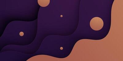 Abstract realistic dark purple and brown wave 3D background. Cool background wave pattern. vector