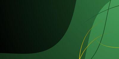Abstract dark green geometric 3D background. Simple curve gold lines pattern. Elegant design background. vector
