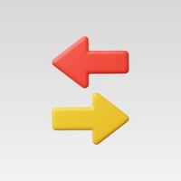 3d Realistic Red Yellow Arrow Left and Right vector
