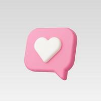 3d Realistic Like icon, Message Heart vector