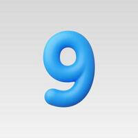 3d Realistic Number 9 vector