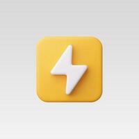 3d Realistic Charge power lightning button Icon vector