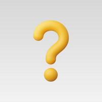 3d Realistic Yellow Question mark Icon vector