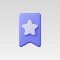 3d Realistic Star with book mark icon vector