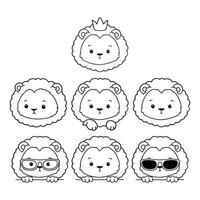 Lion Outline Coloring Page or Book Animals for Kids, Minimal Lion Line Art Doodle in Different Pose. vector