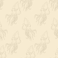 squid seamless pattern elegant underwater seafood design vector