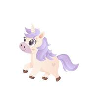 Charming unicorn with lavender mane and heart on its flank vector
