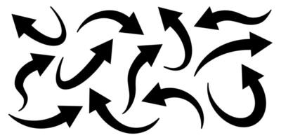 Doodle arrow elements. Hand drawn simple black arrows. Arrows to create stylish trendy design or decor, direction indication. vector
