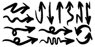 Set of Hand drawn arrows doodle on white background . vector