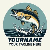 Leaping fish captured midair with water splashes, ideal for nature or wildlife concept in creative design projects. vector