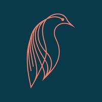 Abstract Bird Symbol for Branding. animal bird finch minimal line art simple modern logo design vector