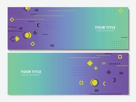 Abstract geometric banners with memphis shape style design vector