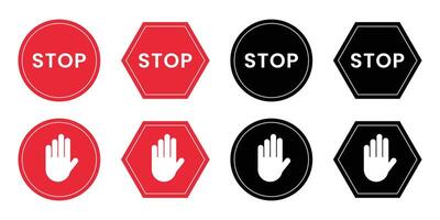 Stop Signs Red And Black Set On A White Background vector